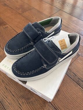 Geox Navy Suede Velcro Casual Boat Shoes